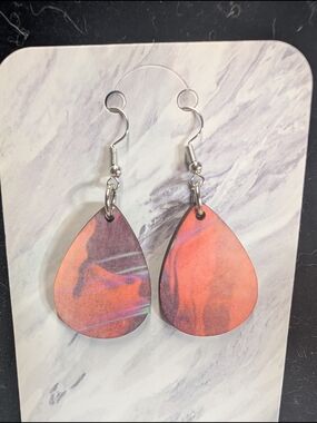 Hand Crafted Coral Marble Teardrop Earrings - Women Jewelry